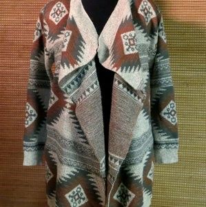 Debut long cardigan boho tribal design S M pockets